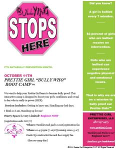 Prettie Girl bully camp flyer